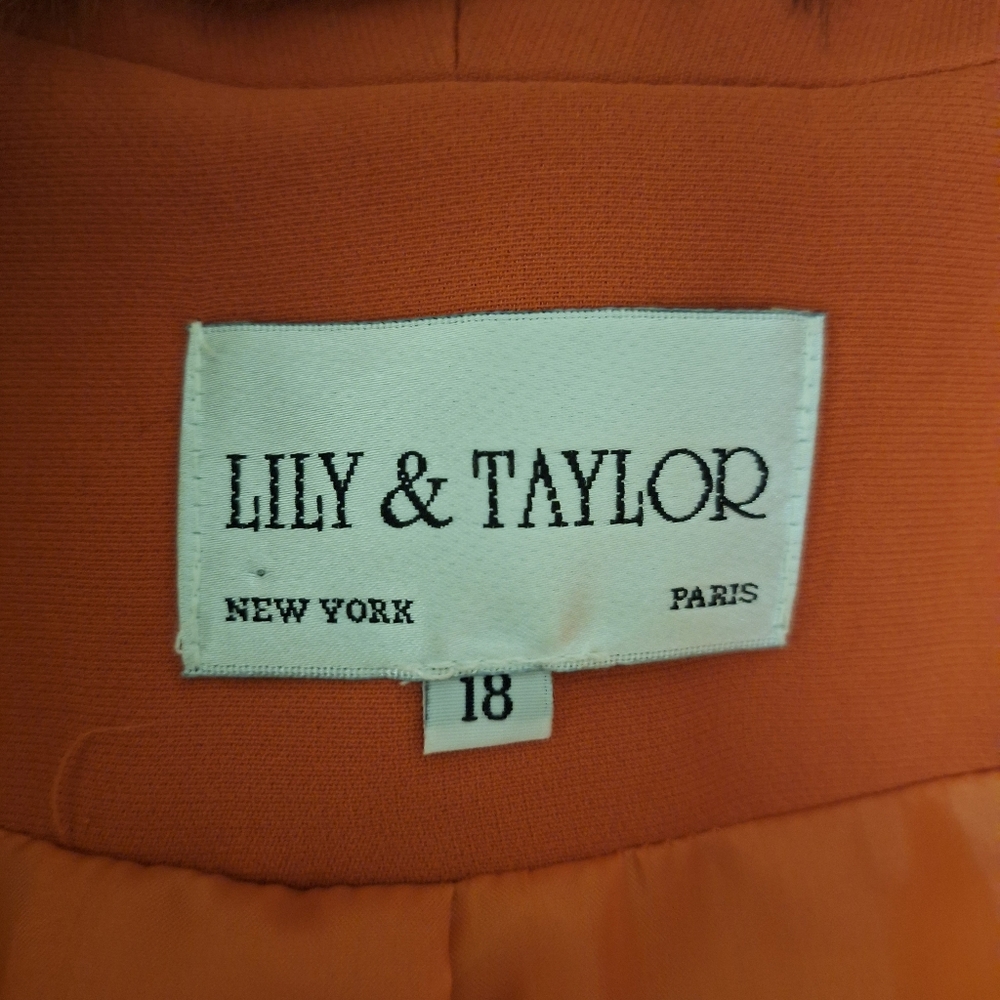 Lily and Taylor Orange Fur-Trimmed Coat - Picture 7 of 8